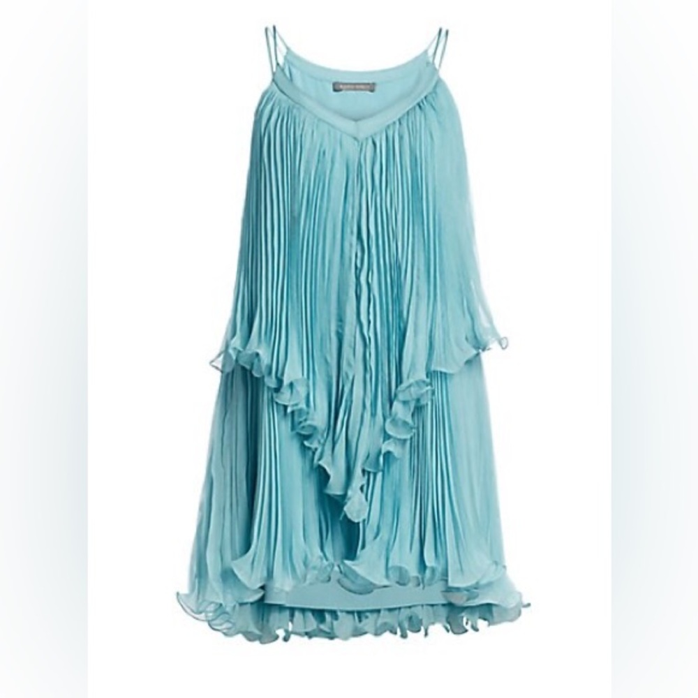 NEW WITH TAGS ALBERTA FERRETTI PLEATED SILK DRESS $3,000 size 2